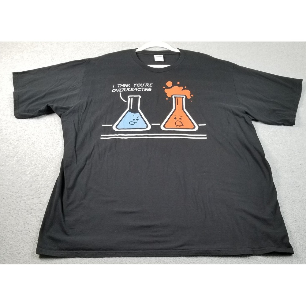 Port & Company T-Shirt Mens 3XL Black Science Overreacting Chemistry Pun Graphic